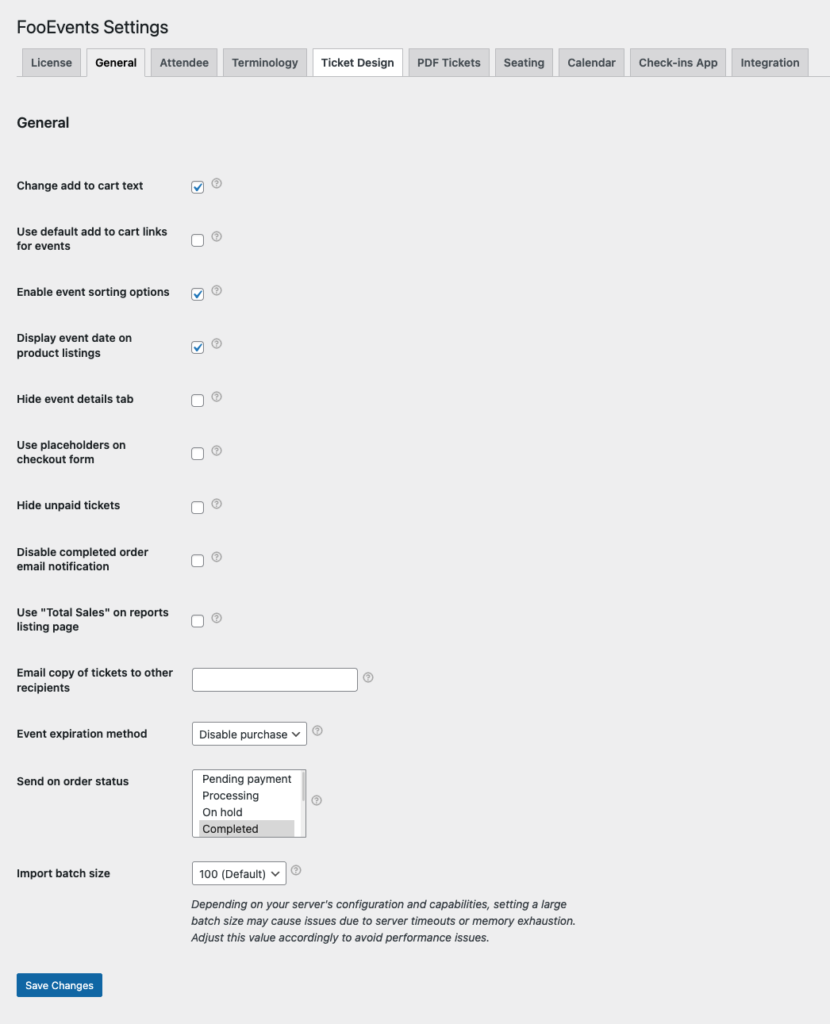 FooEvents Global Options > General