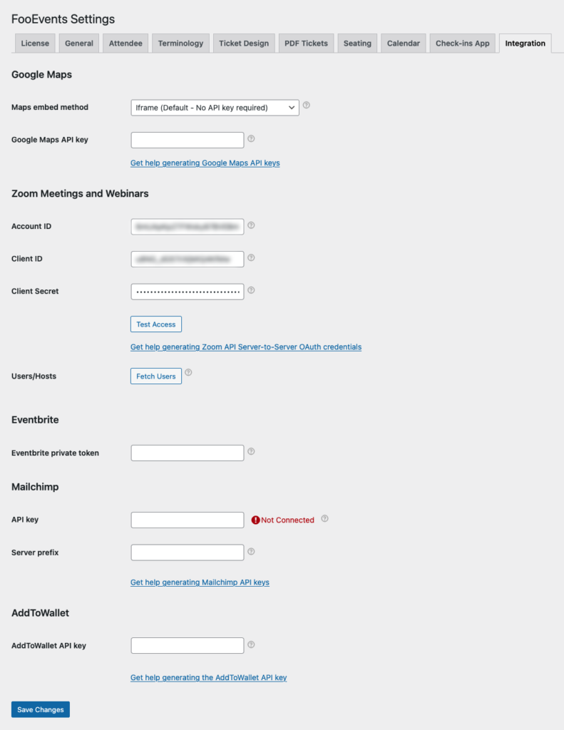 FooEvents Global Options > Integration