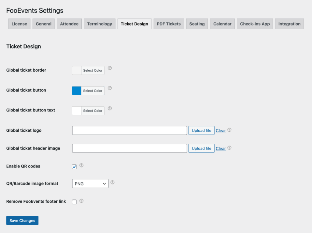 FooEvents Global Options > Ticket Design