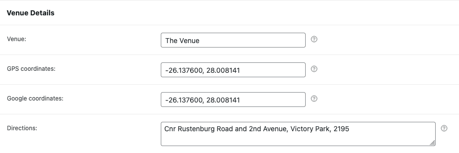 FooEvents / Google Maps GPS Coordinates settings