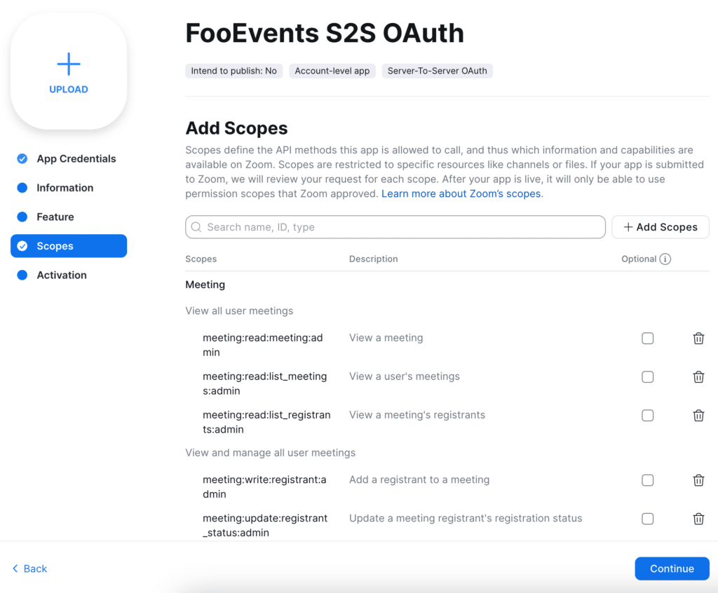 zoom oauth scopes granular updated