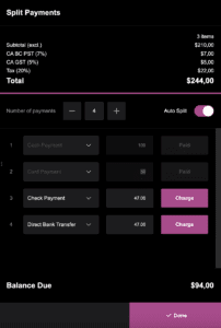 Interfaccia per lo split payment