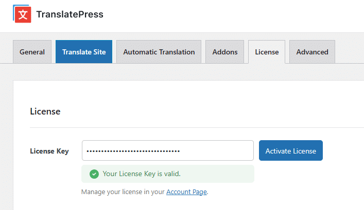 2.TranslatePress License Activate
