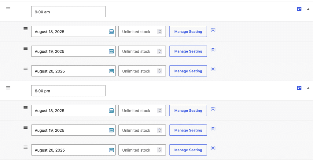 Manage seating for bookable events