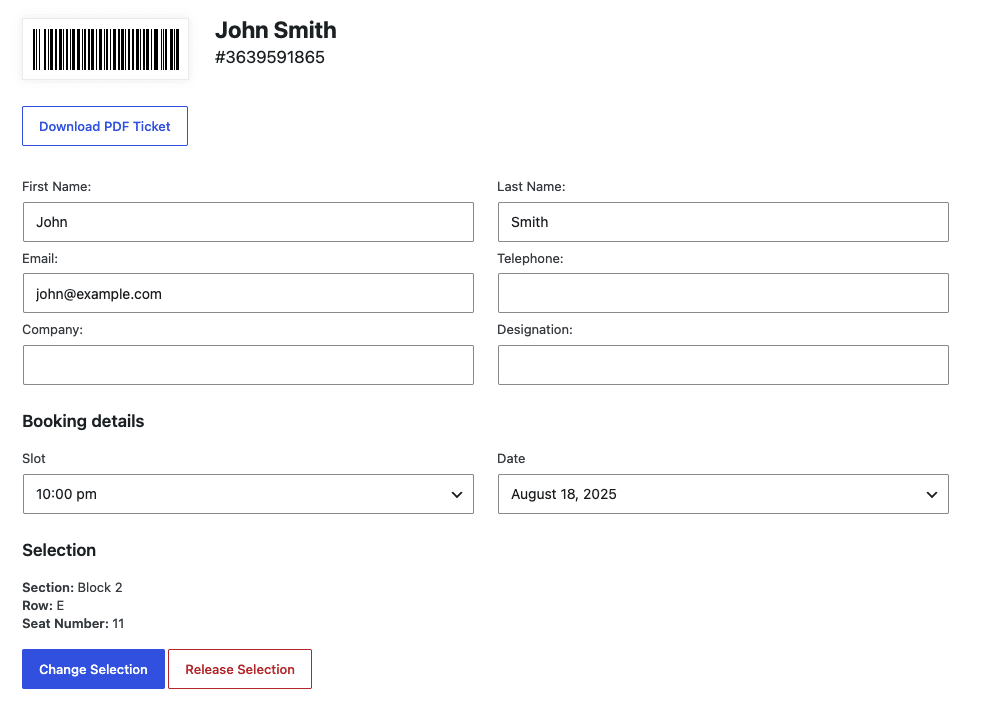 Manage Seating from a FooEvents ticket