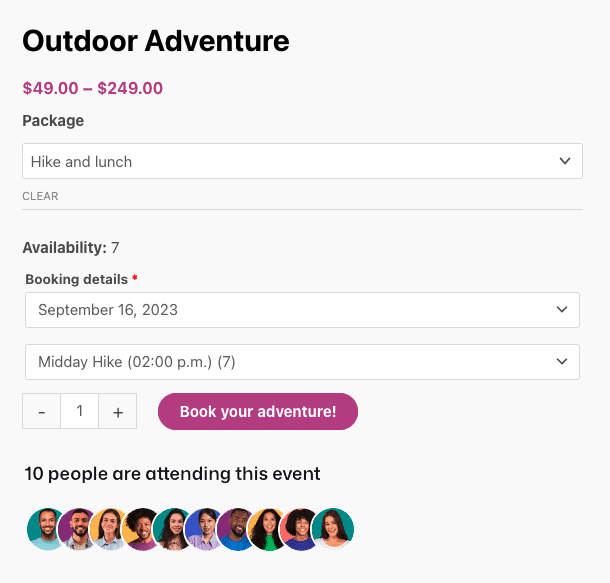 FooEventa Attendee Listing Block on product WooCommerce product page